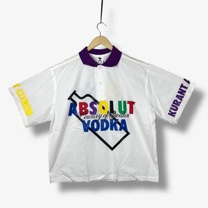 Vintage 90s Keiko Absolut Vodka Polo Shirt Mens Large Colorful Spellout Retro